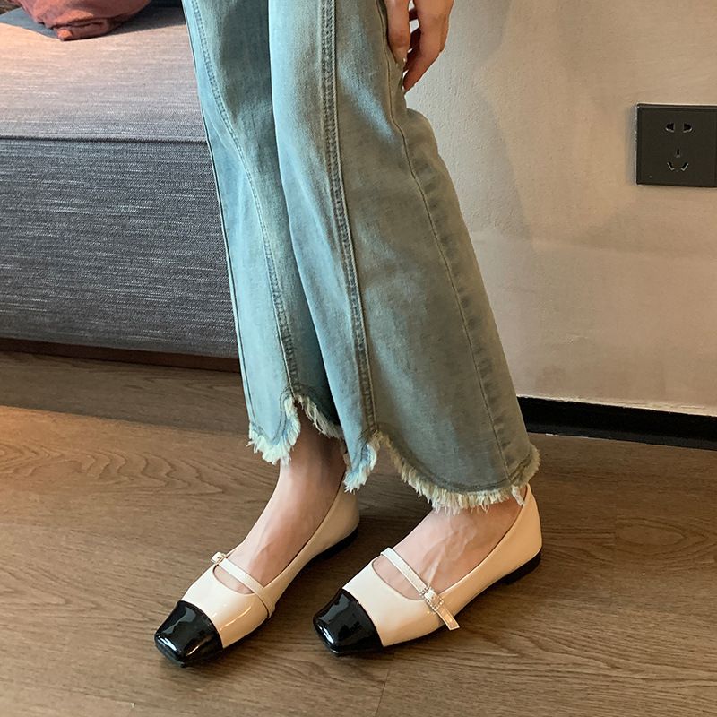 小香风法式气质复古浅口玛丽珍平