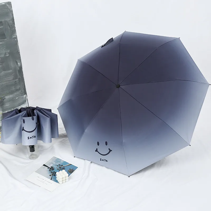 全自动三折渐变小清晰晴雨伞防晒防紫外线纯色黑胶ins风遮阳伞女