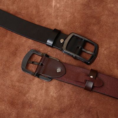 陶瓷扣防金属过敏皮带男款真皮针