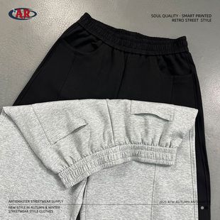 2025秋冬新款 320克空气层曼巴棉拼接弯刀宽松百搭直筒男休闲长裤