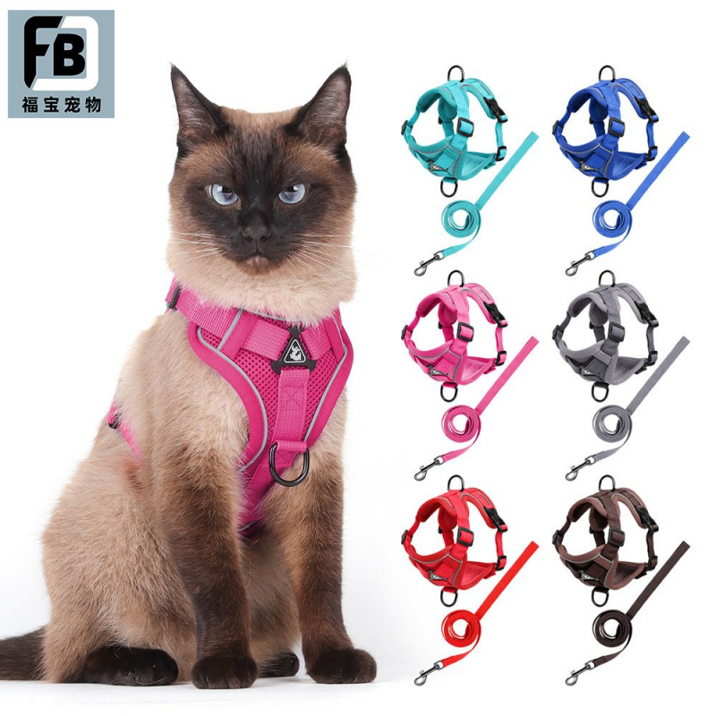 猫咪牵引绳背心式宠物胸背带反光