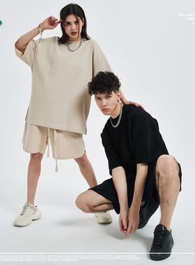 ARTIE男装|2024新品260g透气华夫格宽松t恤男欧美高街休闲男短袖t