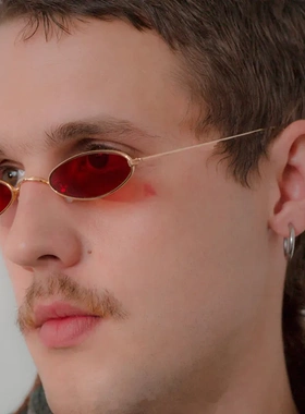 潮流欧美金属小框太阳镜复古椭圆框太阳眼镜时尚圆形外贸墨镜造型