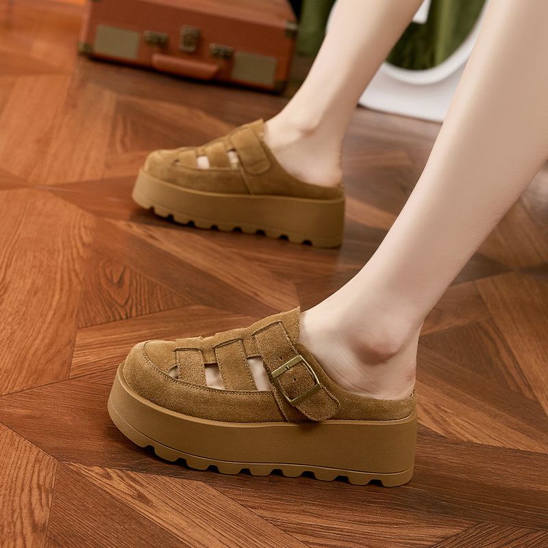 厚底真皮勃肯鞋女2025夏季新款包