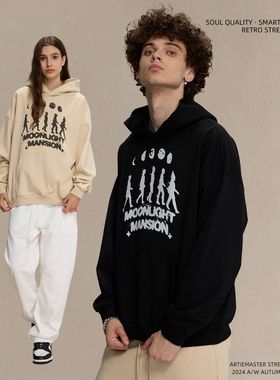 ARTIE男装|2025秋冬新品宽松小众潮牌印花连帽卫衣男欧美潮流帽衫