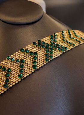 复古祖母绿X箭头表扣式可调节手