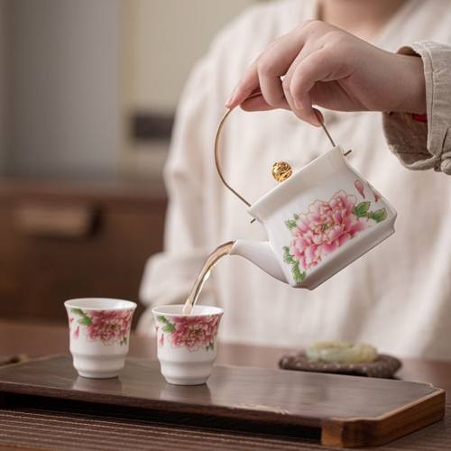 艺林堂陶瓷提梁壶功夫茶具一壶两