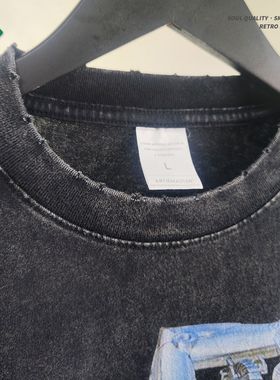 ARTIE男装|高街潮牌机器人印花洗水做旧男t恤宽松复古休闲短袖男