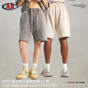 欧美复古中裤 蜡染洗水重磅420g做旧男短裤 男 2025爆版 ARTIE男装