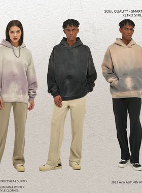 ARTIE男装丨2025秋冬新品360g喷马骝洗水做旧磨边潮牌连帽卫衣男