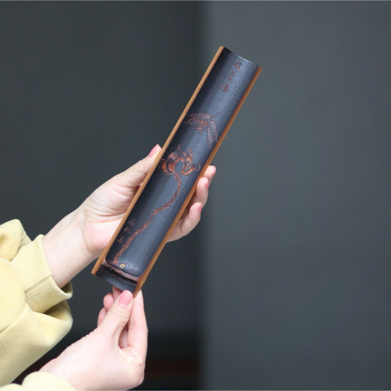 禅意老煤竹香插雕花香炉家用创意