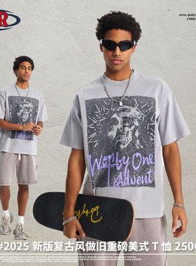 ARTIE|2025春夏潮牌人头印花T恤个性街头风纯棉oversize洗水短袖