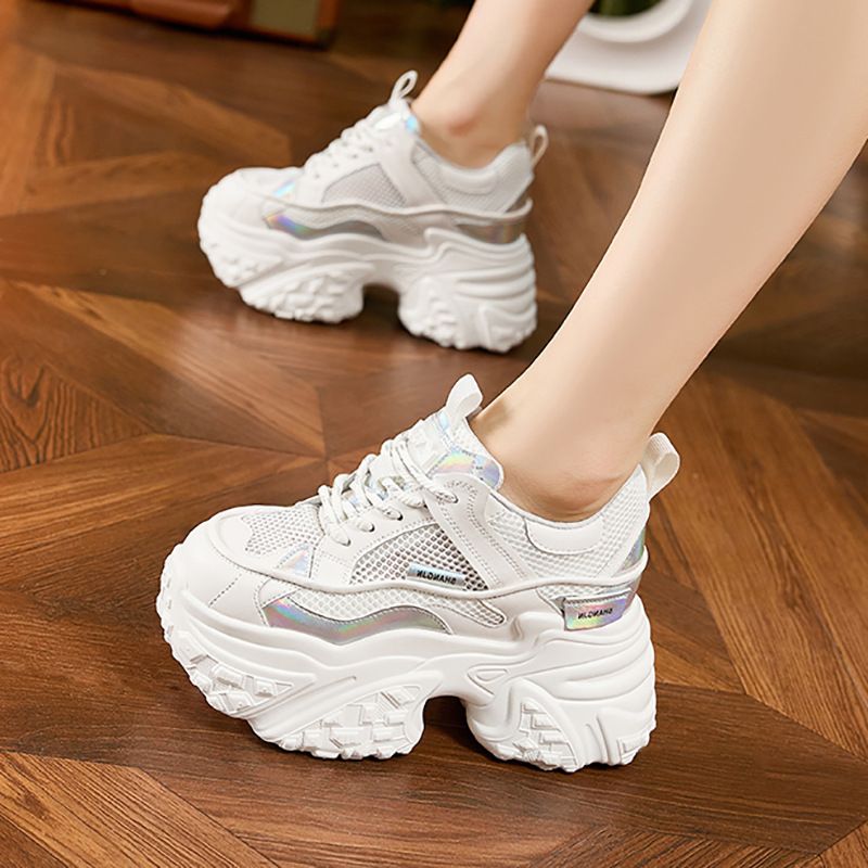 厚底老爹鞋女2025夏季新款镂空网