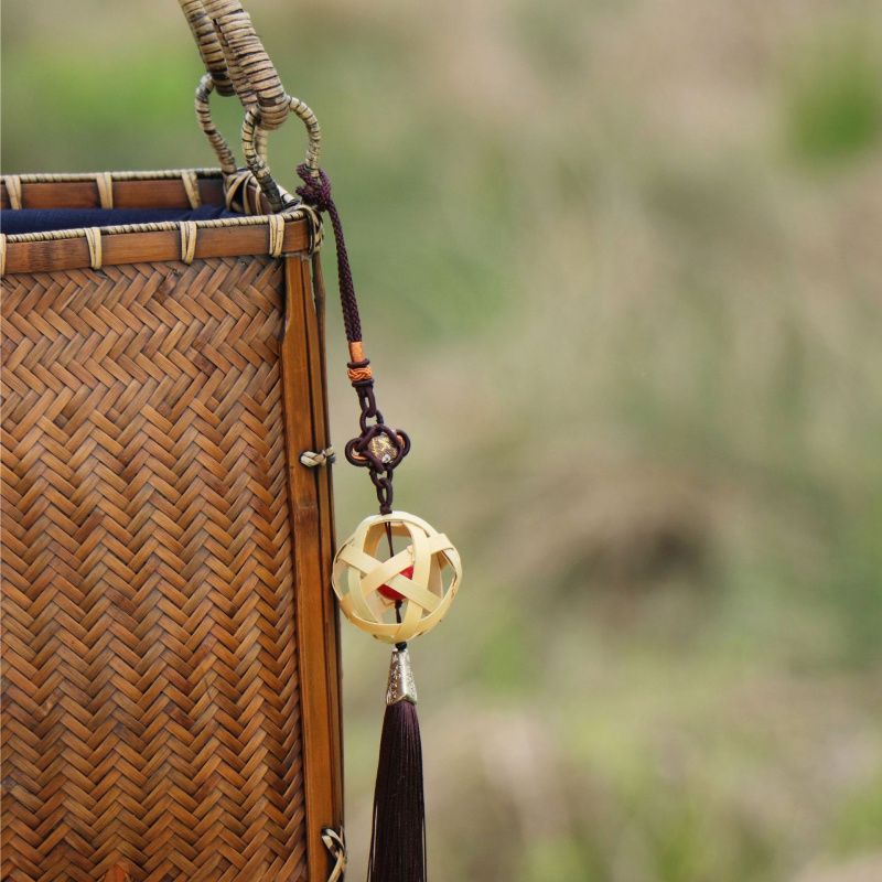 七月七原创竹编团团圆圆挂坠竹编