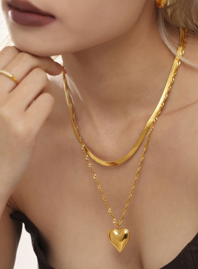 谜丽不锈钢水波纹刀片链条爱心双