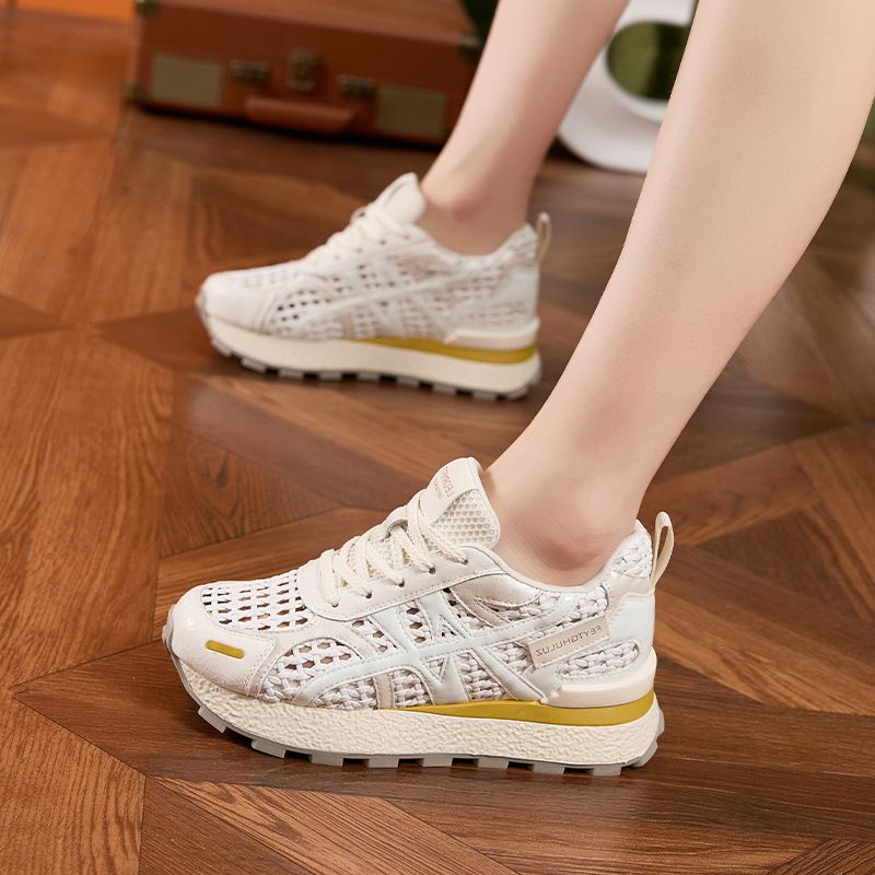 厚底德训鞋女2025夏新款镂空透气