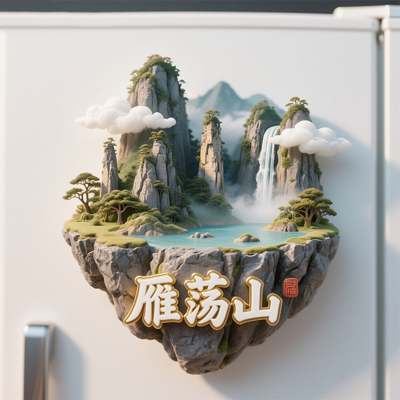 温州雁荡山3D金属浮雕冰箱贴