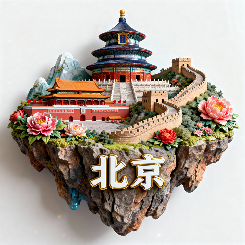 北京天安门城楼3D金属浮雕冰箱贴