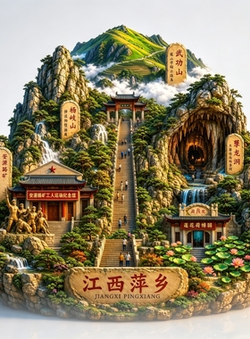 江西萍乡武功山文创立体冰箱贴