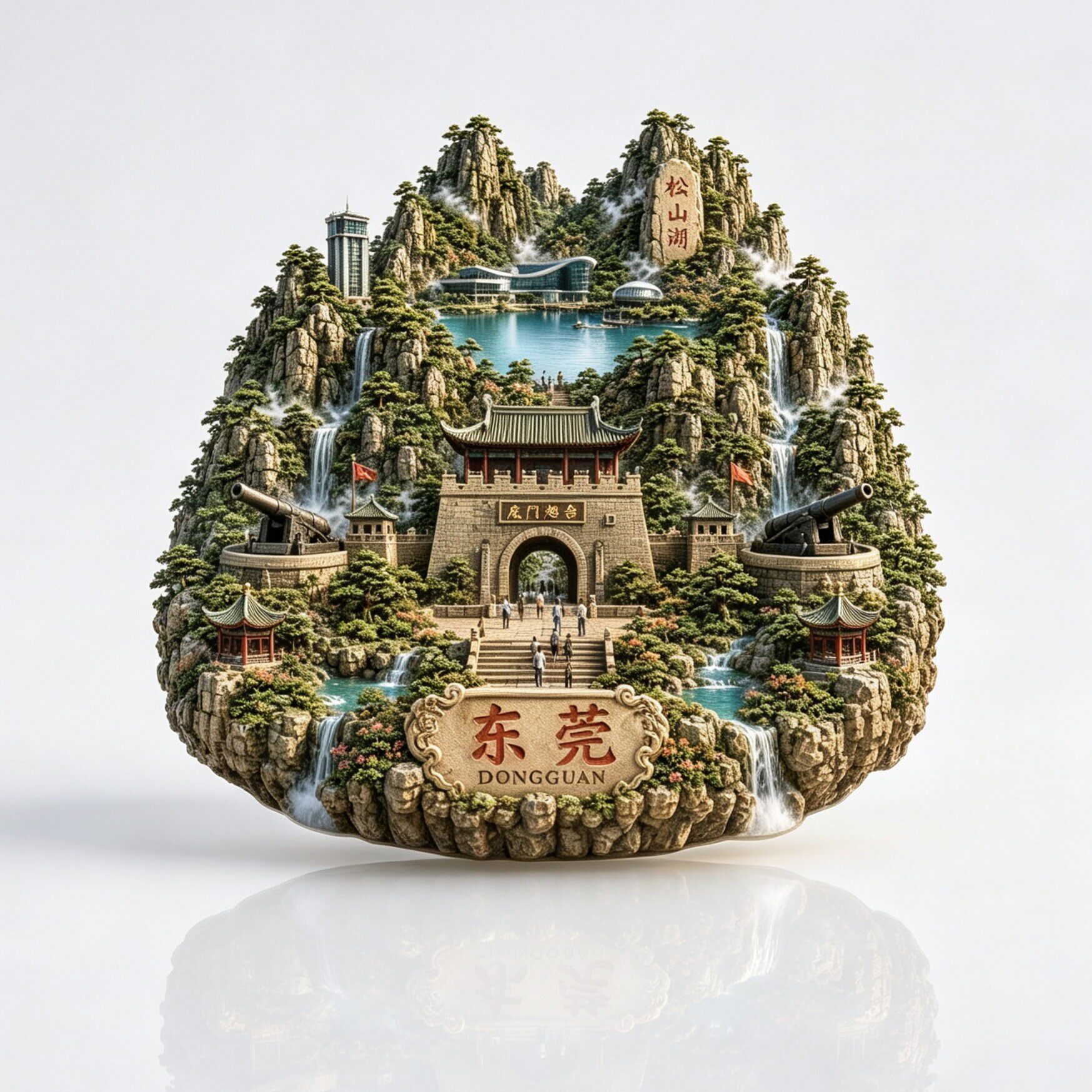 东莞3D浮雕金属虎门炮台冰箱贴