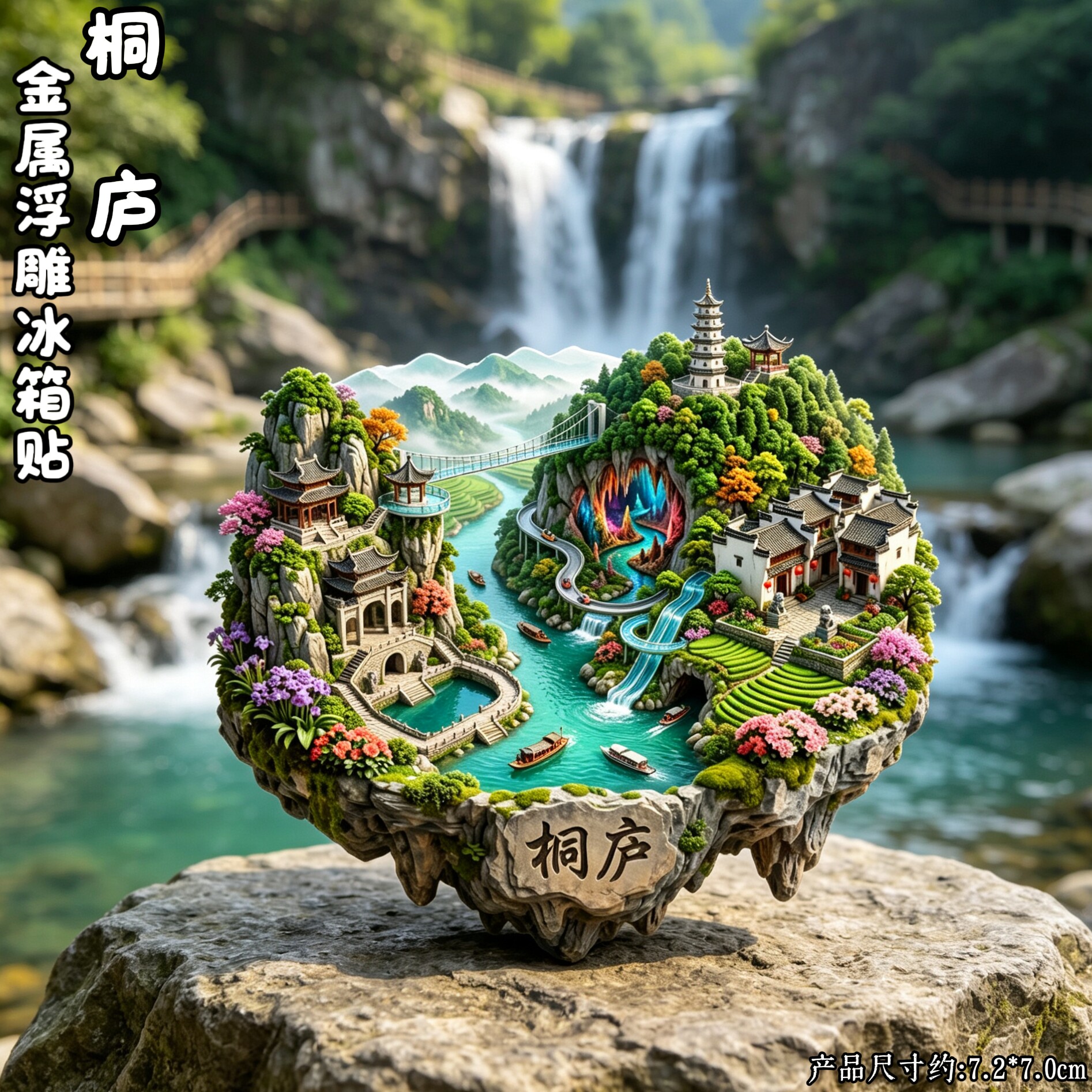 桐庐文创瑶琳仙境金属立体冰箱贴