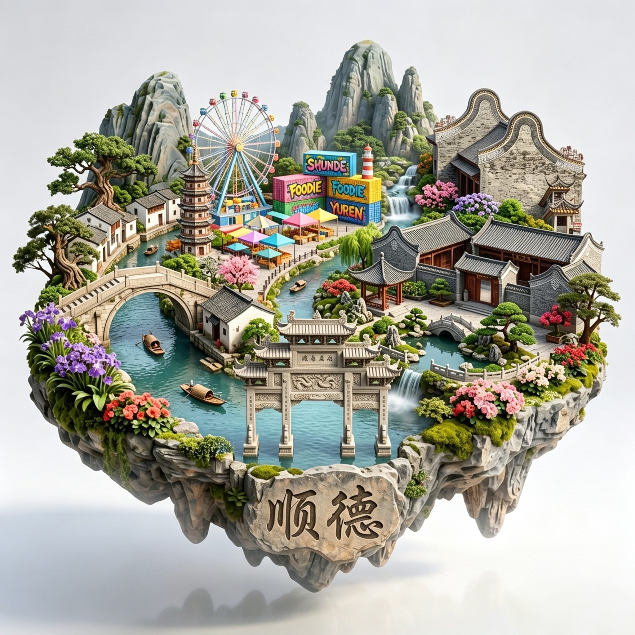 顺德清晖园3D金属立体冰箱贴