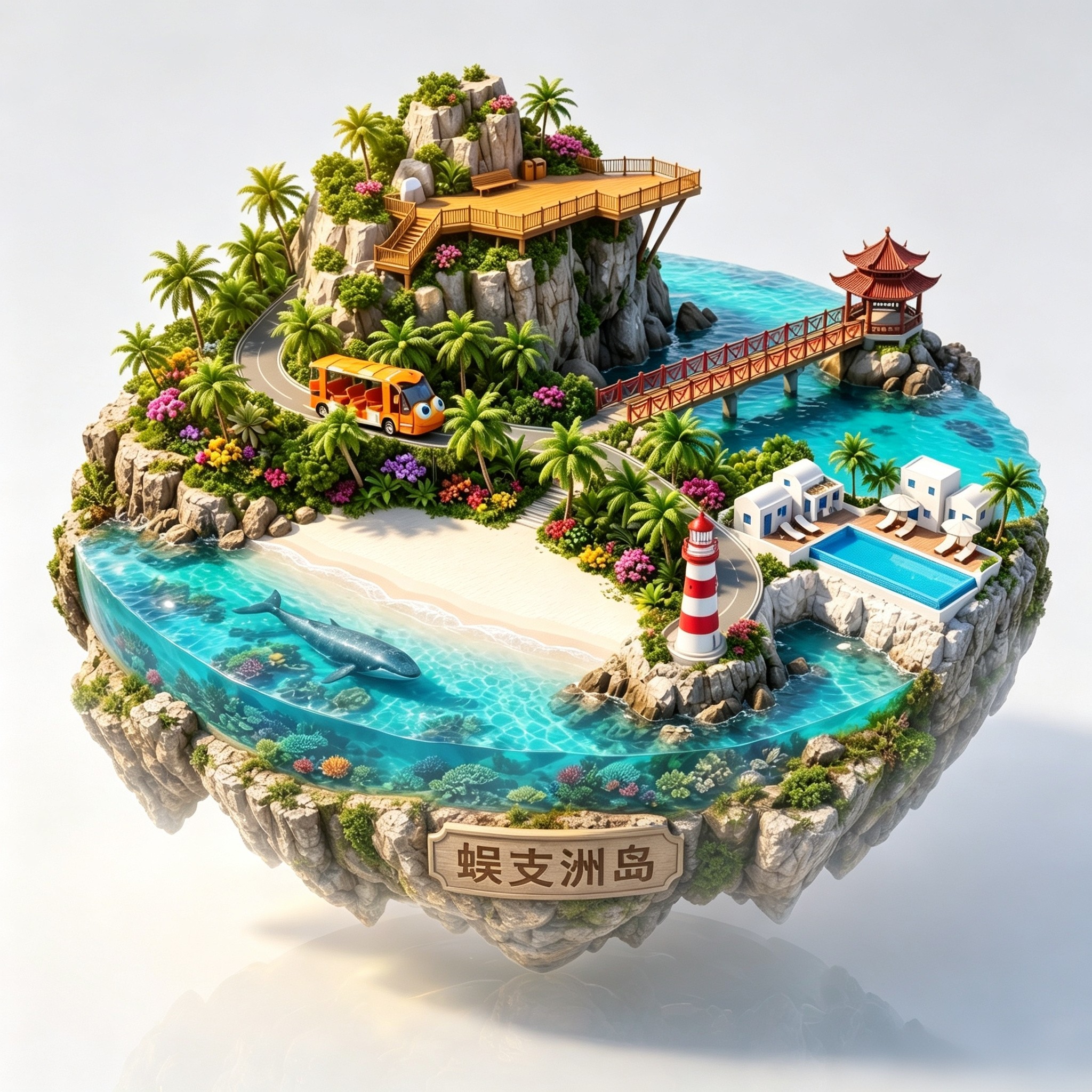 蜈支洲岛灯塔海水清立体冰箱贴