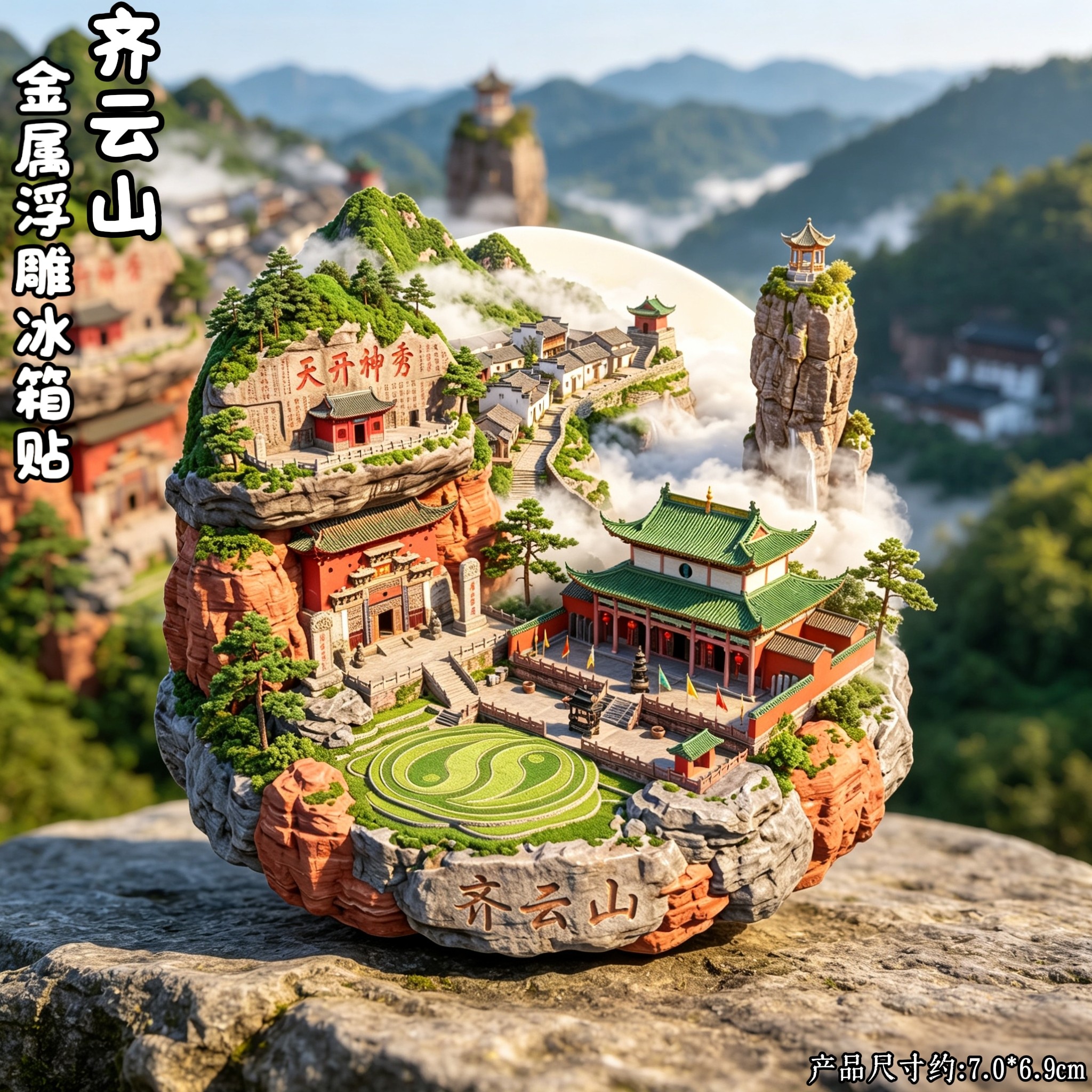 齐云山安徽旅游微缩金属冰箱贴