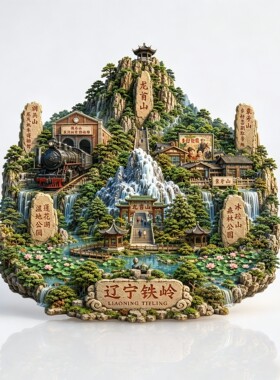 辽宁铁岭3D浮雕金属龙首山冰箱贴