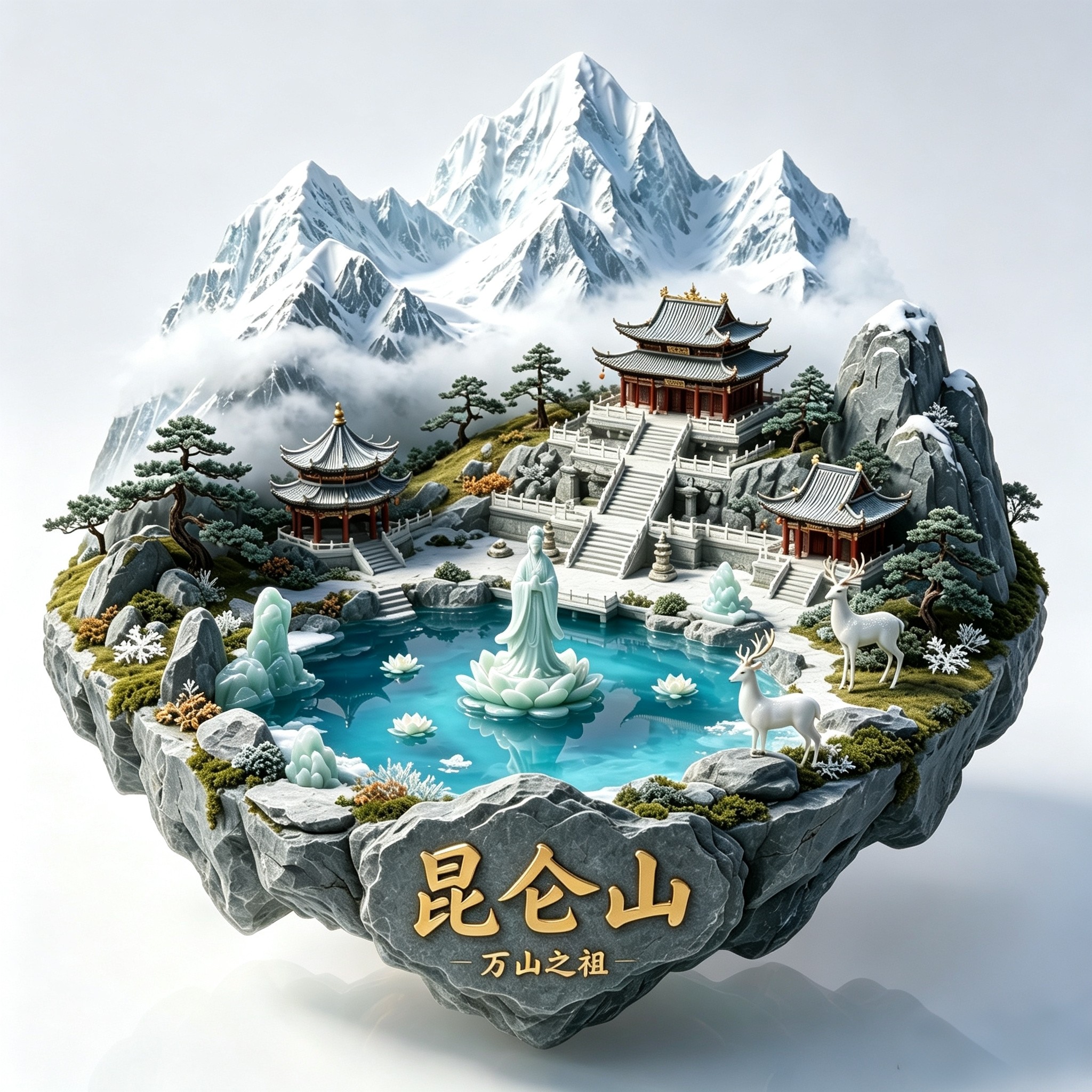 青海昆仑山西王母瑶池浮雕冰箱贴