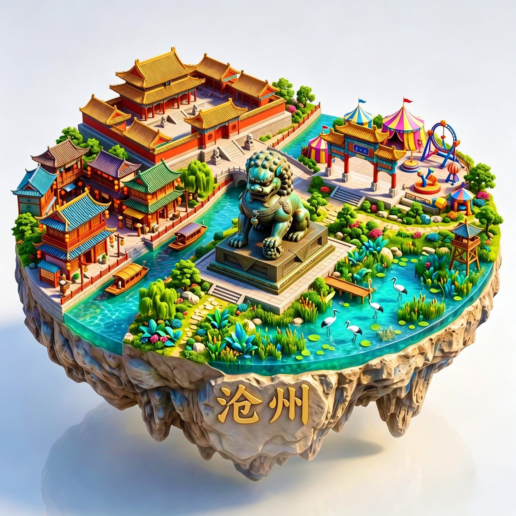 河北沧州3D浮雕铁狮子冰箱贴文创