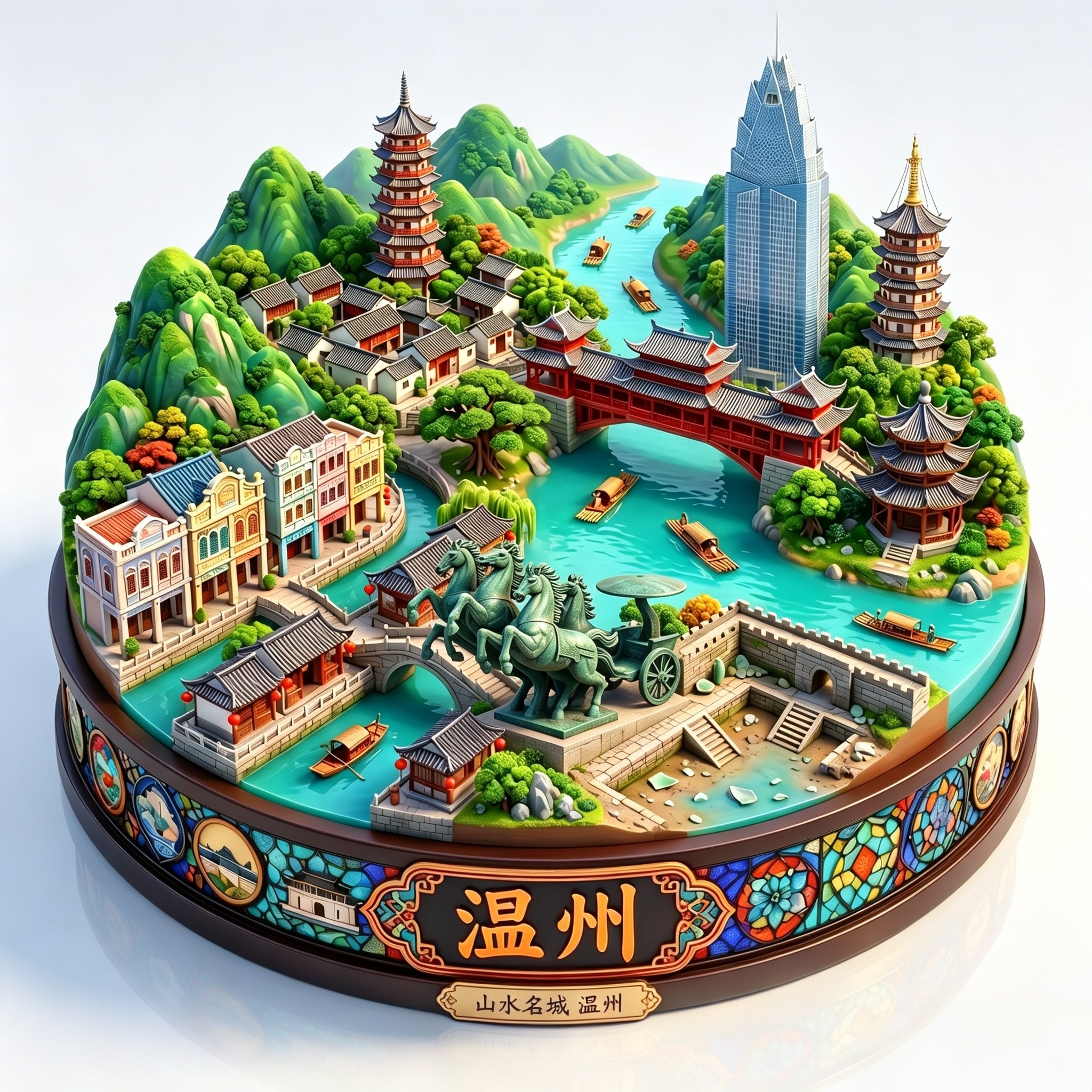 温州山水名城3D金属文创冰箱贴