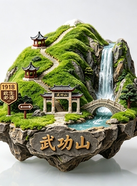 武功山3D金属微缩景观冰箱贴