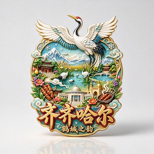齐齐哈尔3D金属丹顶鹤冰箱贴