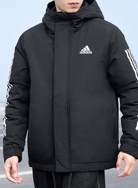正品阿迪达斯3S HOODED JKT男子休闲舒适防风连帽棉服外套IP2537