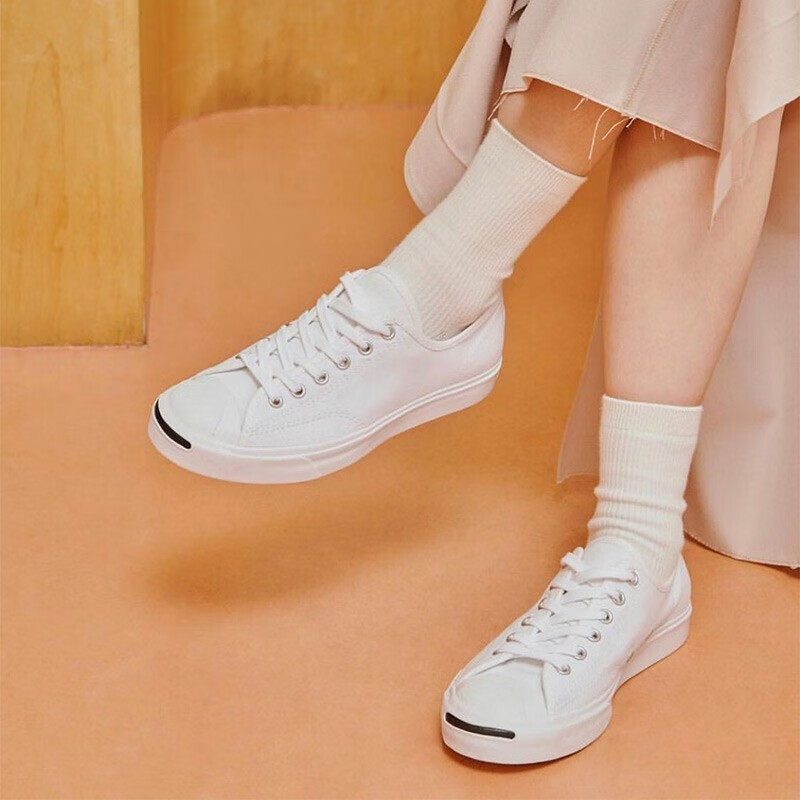 正品匡威CONVERSE开口笑白色黑色男女低帮帆布鞋164057C