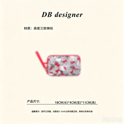 [大白优选]新款红色满印50周年凯蒂猫卡通印花三层手拿包包挂配件