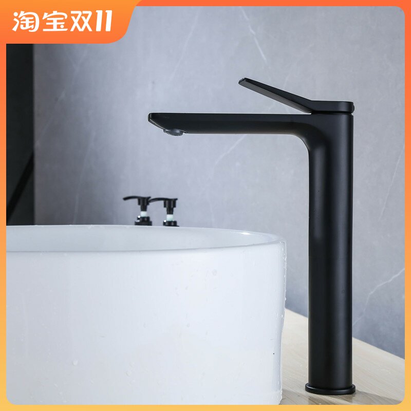 全铜黑色冷热水龙头 台上洗手盆脸盆龙头 混水阀门枪灰色面盆龙头