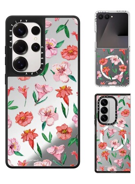 现货CASETiFY艺术家Ann Marie Coolick桃粉花朵手机壳适用samsung三星S25/24Ultra+Z Flip/Fold7/6/5保护套潮