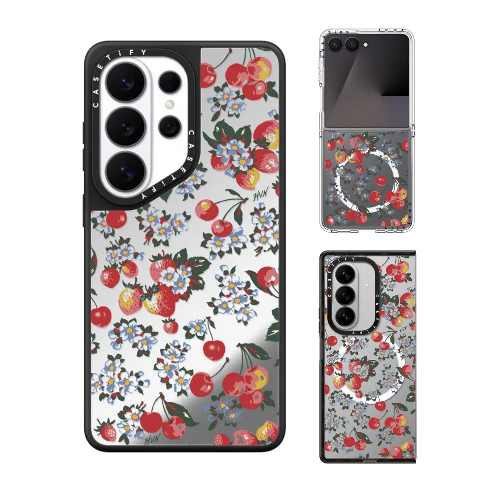 现货CASETiFY艺术家HVN草莓樱桃手机壳适用samsung三星S26/25/24Ultra+Z Flip/Fold7/6镜面磁吸保护套防摔潮