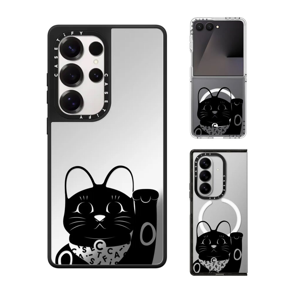 黑色招财猫CASETiFY三星手机壳潮