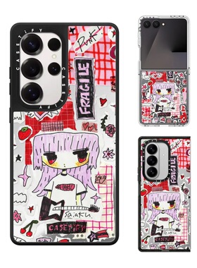 现货CASETiFY艺术家SAIAKUNANA粉红摇滚拼贴手机壳适用samsung三星S25/S24Ultra+Z Flip/Fold7/6/5磁吸保护套