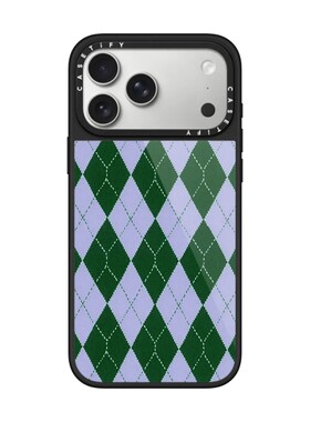 现货CASETiFY淡紫色菱形纹手机壳适用苹果iPhone17ProMax/Air/16/15/14/13Plus磁吸保护套时尚印花高级感潮牌