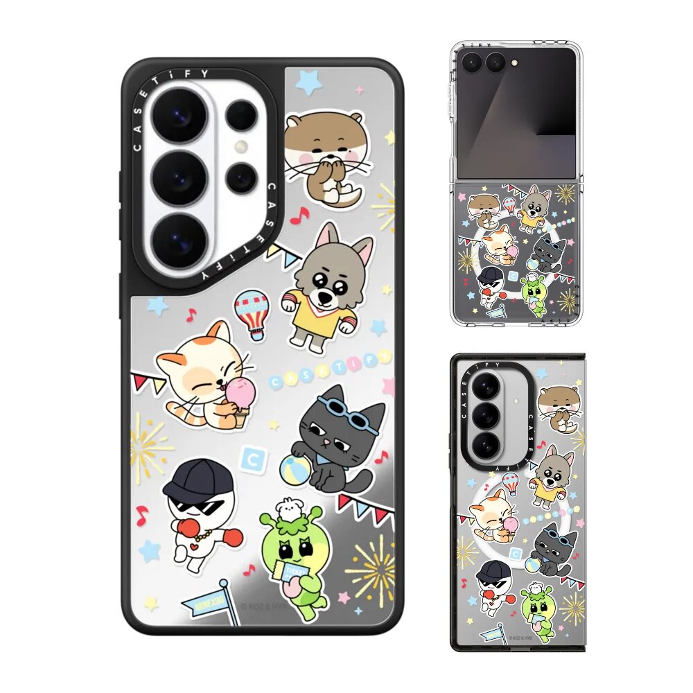 现货CASETiFY联名BBNEXDO贴纸手机壳适用samsung三星S26/25/24/Ultra+Z Flip/Fold7/6镜面磁吸保护套卡通潮牌
