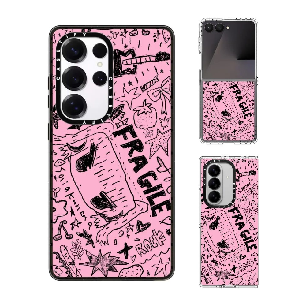 现货CASETiFY艺术家SAIAKUNANA易碎粉红手机壳适用samsung三星S25/S24Ultra+Z Flip/Fold7/6/5磁吸保护套摇滚,3C数码配件,手机保护套/壳,淘宝优惠券,粉丝福利购,淘宝优惠卷