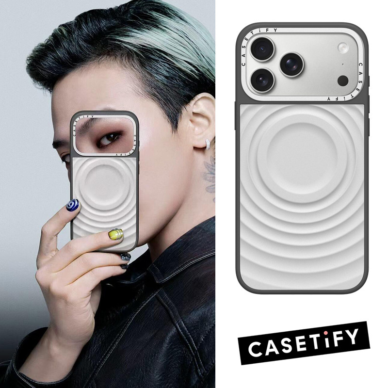 现货CASETiFY权志龙联名金属波漾壳适用苹果iPhone17ProMax磁吸手机壳17pro银色铝制波浪极简高级感ins保护套