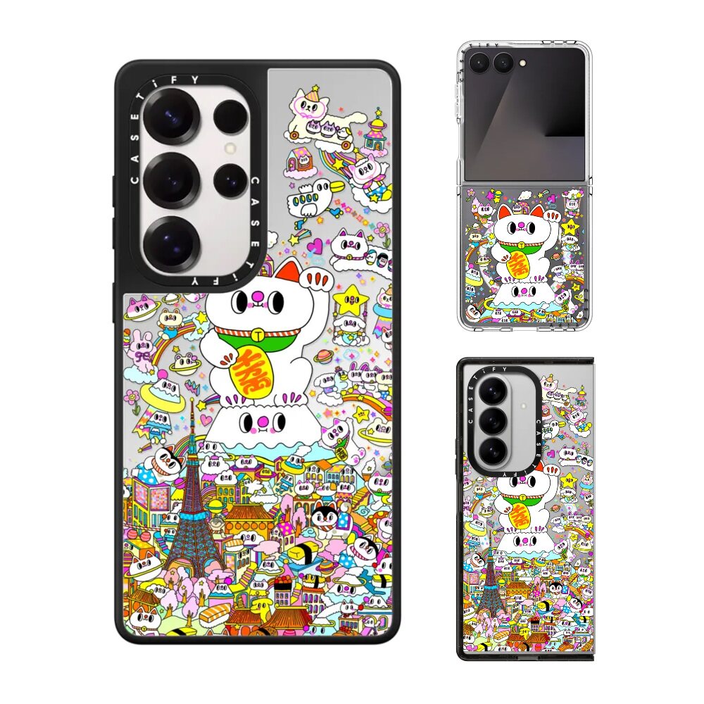 现货CASETiFY艺术家Messy Desk富士峰招财猫手机壳适用samsung三星S25/S24Ultra+Z Flip/Fold7/6/5磁吸保护套