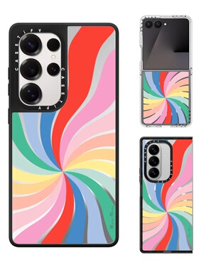 现货CASETiFY联名Meri Meri彩虹漩涡手机壳适用samsung三星S25/24Ultra+Z Flip/Fold7/6/5镜面磁吸保护套潮牌