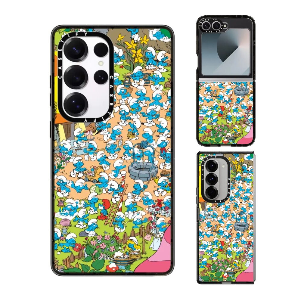 现货CASETiFY联名The Smurfs蓝精灵村庄手机壳适用samsung三星S25/S24Ultra+Z Flip/Fold6/5磁吸保护套动漫潮