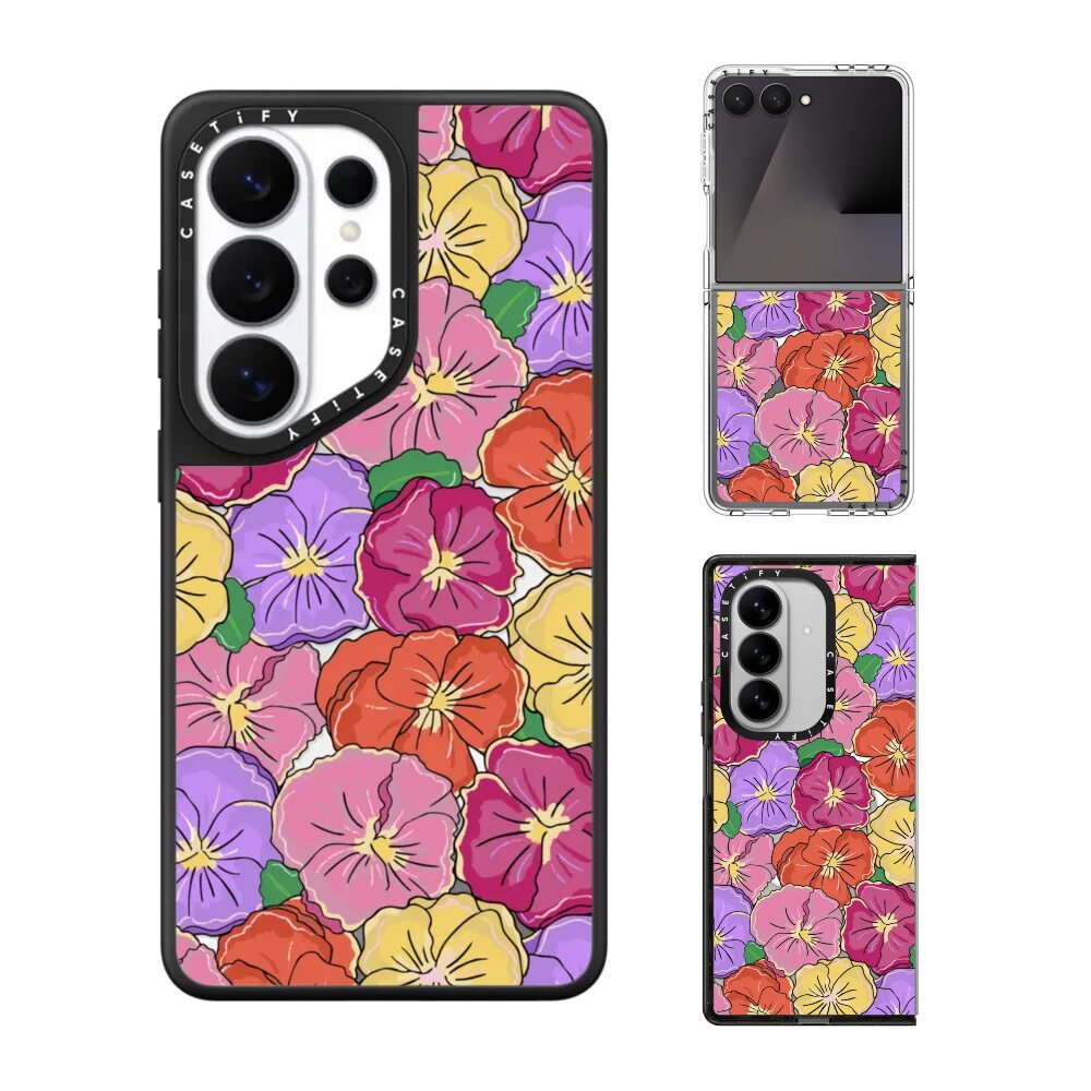 现货CASETiFY插画家Megan McKean三色堇亮色印花手机壳适用samsung三星S26/25/24Ultra+Z Flip/Fold7/6保护套